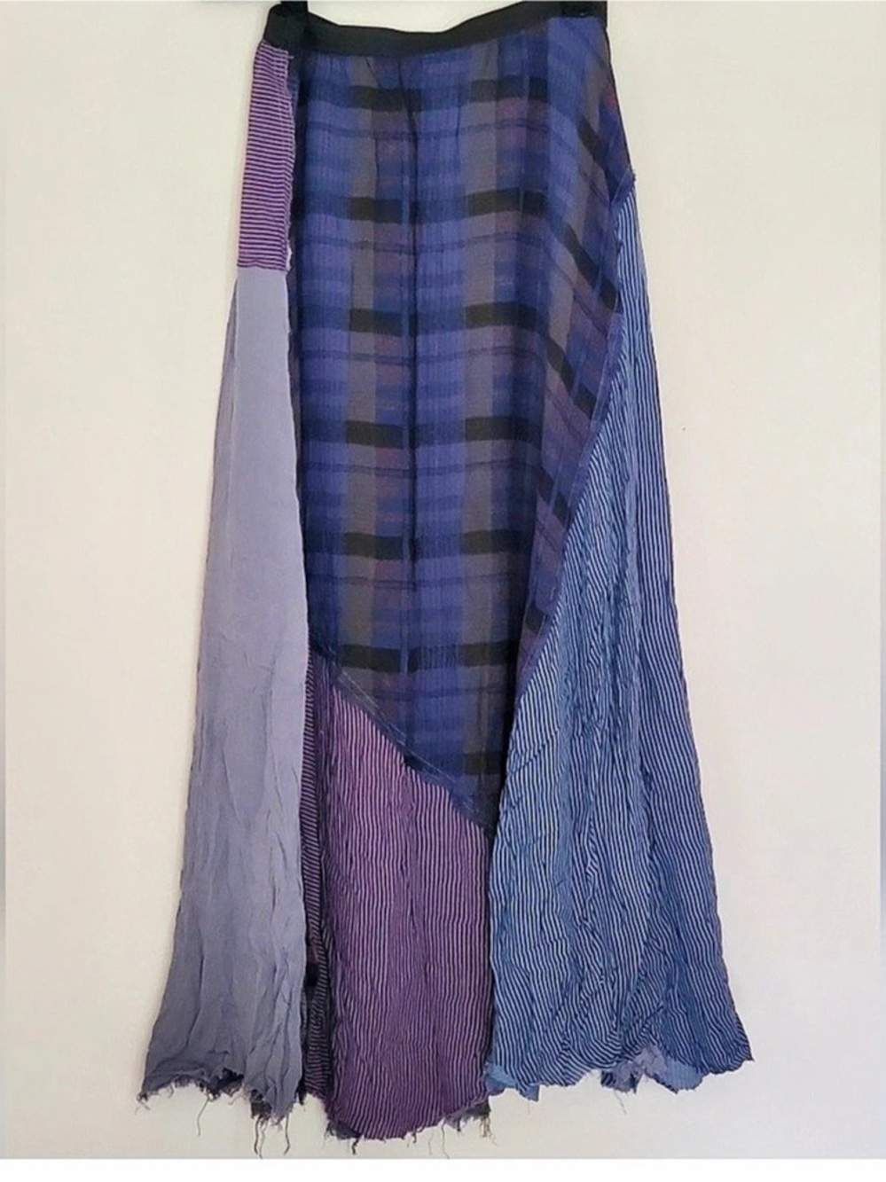 Free People Maizie Plaidwork Maxi Skirt Patchwork Plaid Maxi Skirt Blue & Purple